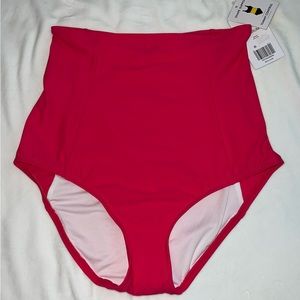 NWT Women’s High Waist Control Tankini Bottoms Sz M Kim Rogers, Magenta/Hot Pink